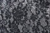 Black Lace 4-Way Stretch Sequin Mesh Fabric - Black Lace, 36" X 60" (1 Yard)