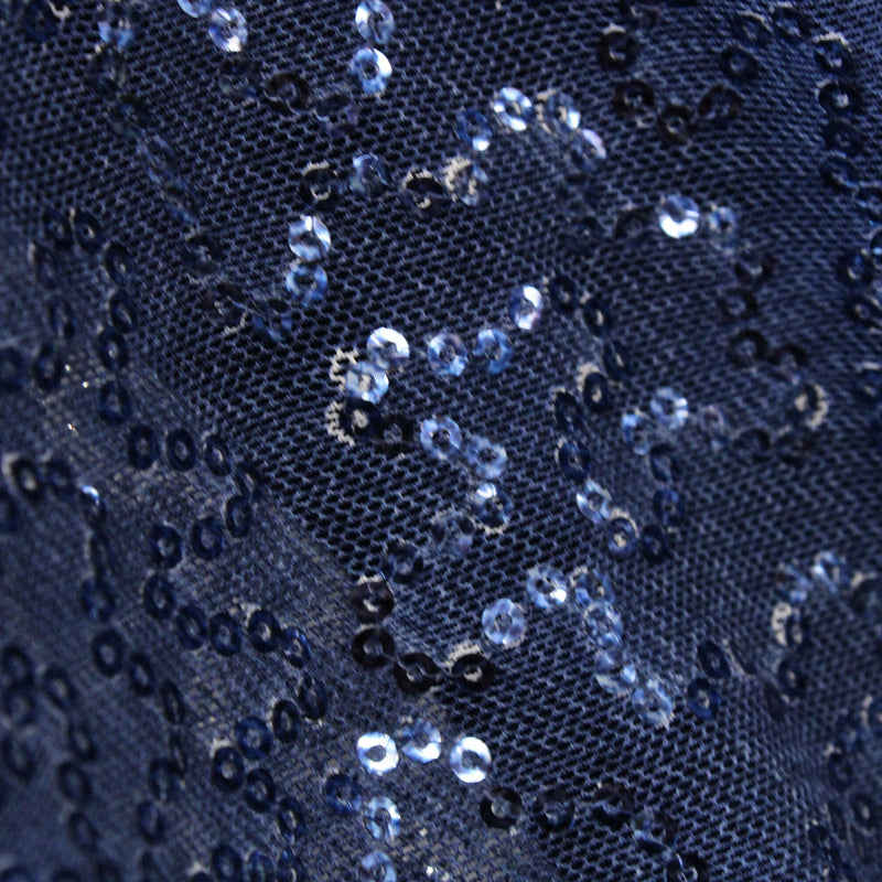 Denim Stretch Sequin Mesh Fabric - Printed Denim, 36" X 60" (1 Yard)