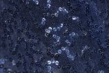 Denim Stretch Sequin Mesh Fabric - Printed Denim, 36" X 60" (1 Yard)