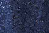 Denim Stretch Sequin Mesh Fabric - Printed Denim, 36" X 60" (1 Yard)