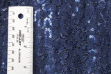 Denim Stretch Sequin Mesh Fabric - Printed Denim, 36" X 60" (1 Yard)