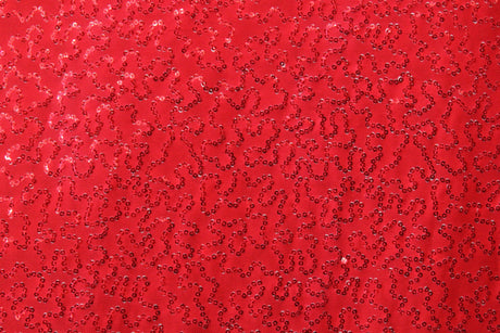 4-Way Stretch Sequin Mesh Fabric - Red, Printed, 36" X 60" (1 Yard)
