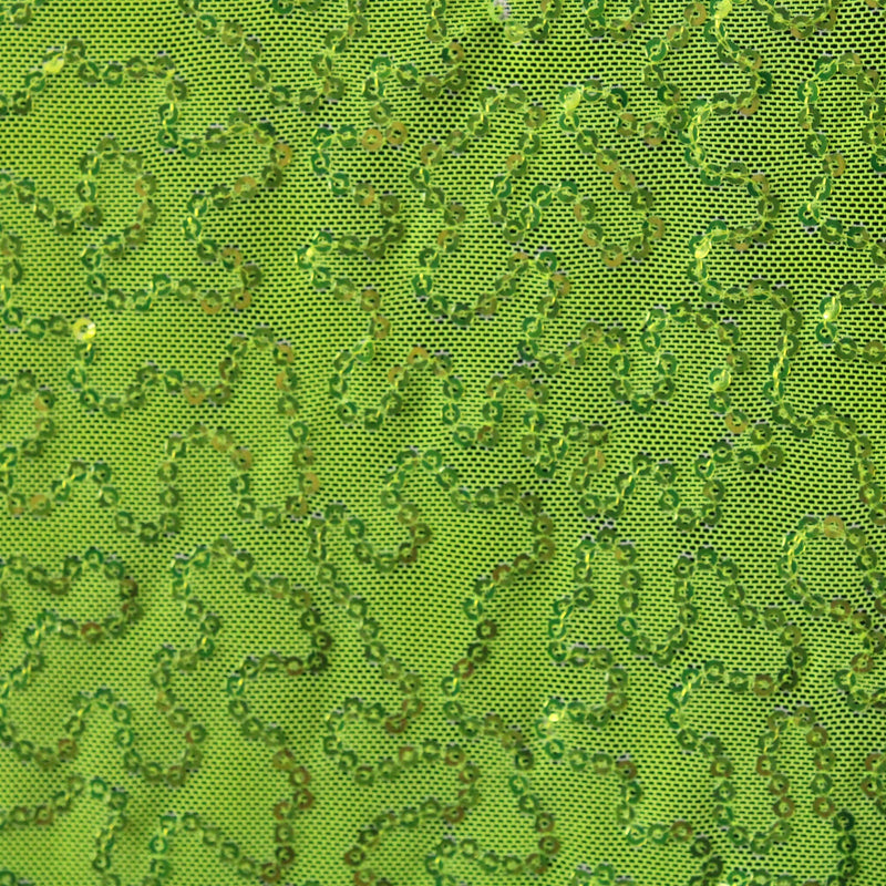 4 Way Stretch Sequin Mesh Fabric - Neon Yellow, Printed, 36" X 60" (1 Yard)