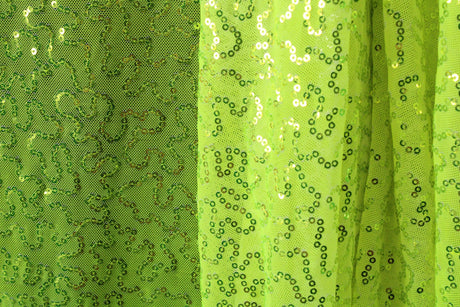 4 Way Stretch Sequin Mesh Fabric - Neon Yellow, Printed, 36" X 60" (1 Yard)