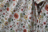 White Boho Floral Spandex Fabric - White Floral, 58"/60" Width (1 Yard)