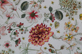 White Boho Floral Spandex Fabric - White Floral, 58"/60" Width (1 Yard)