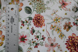 White Boho Floral Spandex Fabric - White Floral, 58"/60" Width (1 Yard)
