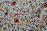 White Boho Floral Spandex Fabric - White Floral, 58"/60" Width (1 Yard)