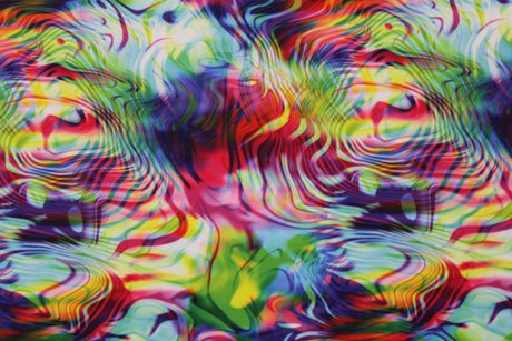 Rainbow Vortex Illusion Spandex Fabric - Multicolor Abstract Print, 58"/60" Width (1 Yard)