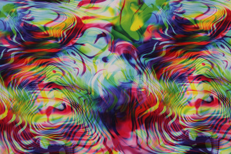 Rainbow Vortex Illusion Spandex Fabric - Multicolor Abstract Print, 58"/60" Width (1 Yard)
