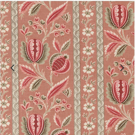 Quilting Cotton Chateau De Chantilly Clay Picardy Florals Stripe Moda