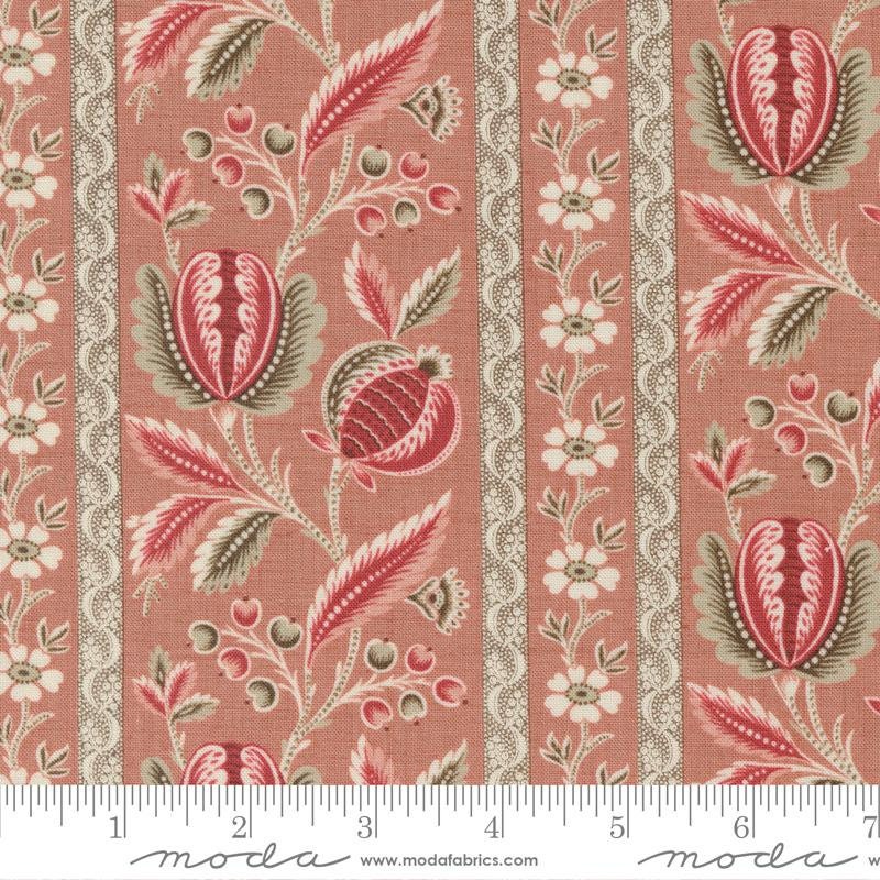 Quilting Cotton Chateau De Chantilly Clay Picardy Florals Stripe Moda