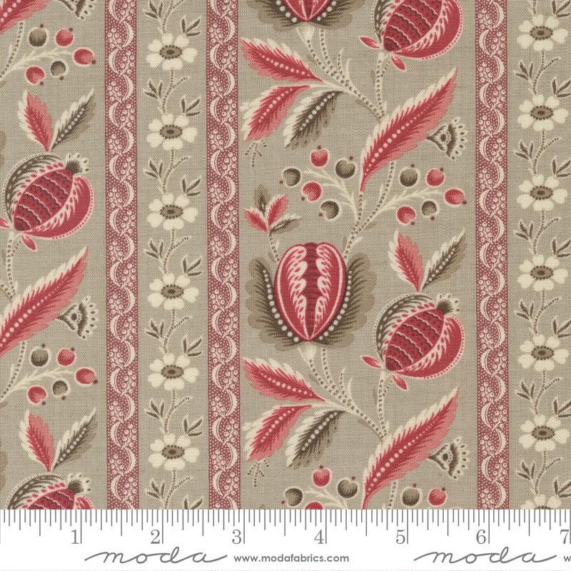 Quilting Cotton Chateau De Chantilly Roche Picardy Florals Stripe Moda