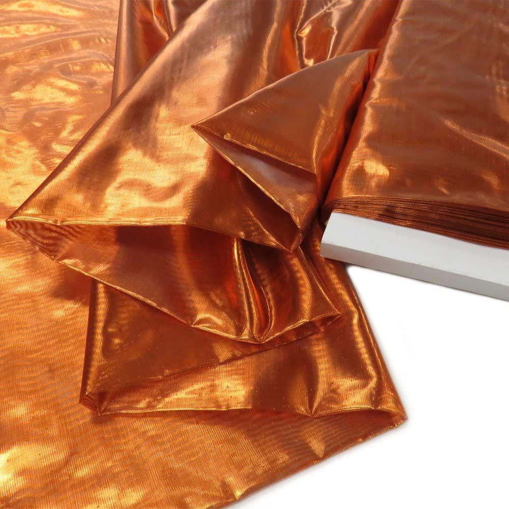 Shiny Metallic Tissue Lame Nylon Metallic Fabric - Solid, Blush Pink/Gold/Kelly Green/Purple/Red/Royal Blue/Rust/Silver/Turquoise, 60" Width