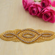 Rhinestone Applique Gold Beaded Iron-On