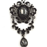 Gothic Brooch Black Rhinestone