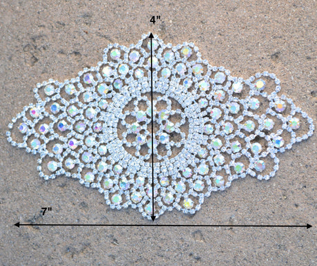 Rhinestone Applique Almond Bridal Patch