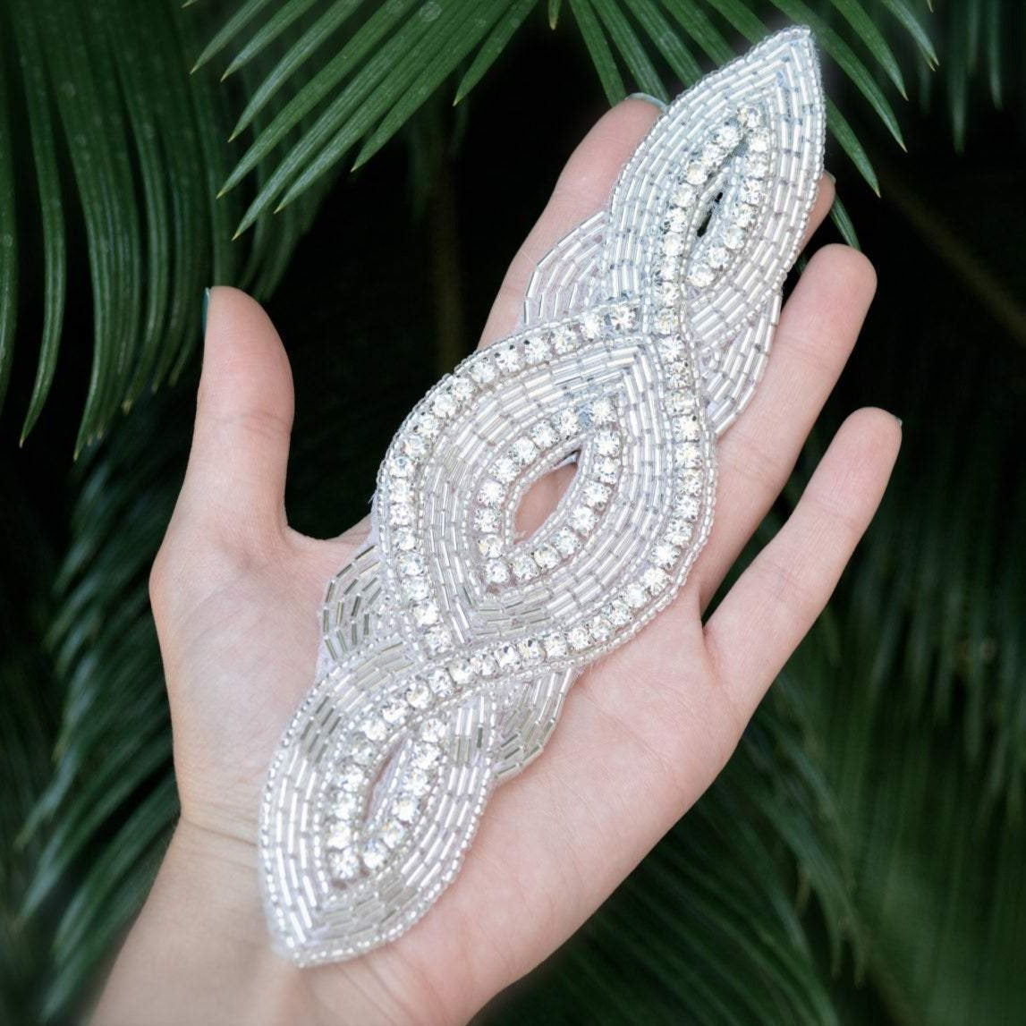 Rhinestone Applique Silver Iron-On