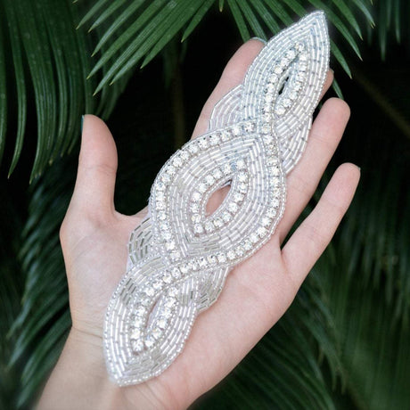 Rhinestone Applique Silver Iron-On
