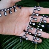 Rhinestone Tear-Drop Trim Black