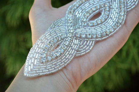 Rhinestone Applique Silver Iron-On