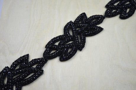 Black Rhinestone Iron-On Applique