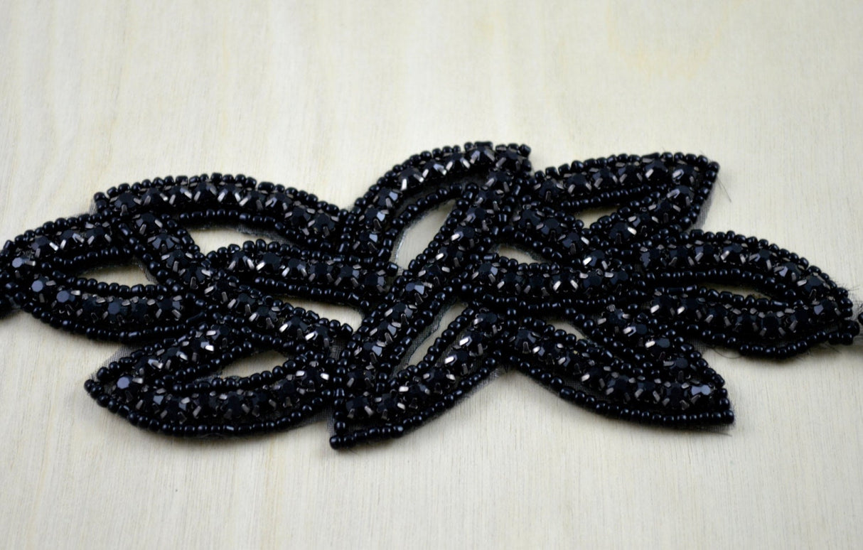 Black Rhinestone Iron-On Applique
