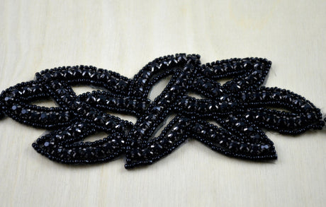 Black Rhinestone Iron-On Applique