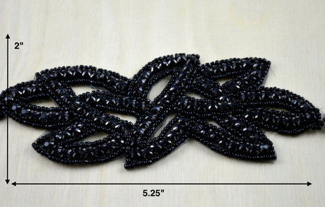 Black Rhinestone Iron-On Applique