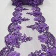Beaded Lace With Pearls & Crystals Polyester Fabric - 3D Embroidered Lace, Baby Blue/Blush/Champagne/Dusty Rose/Gold/Lilac/Red/Royal Blue/Sage/White, 22" Width