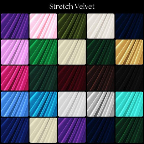 Luxury 4-Way Stretch Velvet Fabric - Multiple Colors, 58" Width (1 Yard)
