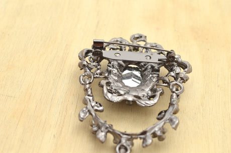 Gothic Brooch Black Rhinestone