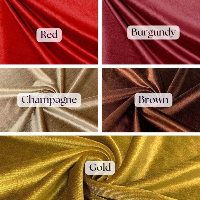 Premium Royal Velvet Polyester Blend Fabric - Multiple Colors, 58-60" Width (1 Yard)