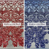 Damask Lace Polyester Fabric - Black Gold Damask Embroidered Mesh, 48-50" Width (1 Yard)