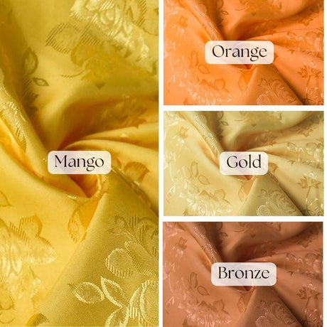 Floral Jacquard Satin Fabric - Black Floral Brocade, 60" Width