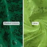 Floral Jacquard Satin Fabric - Black Floral Brocade, 60" Width