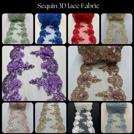 Red Beaded Lace Table Runner Lace Fabric - Red 3D Embroidered Lace With Pearls And Crystals, 20" Width