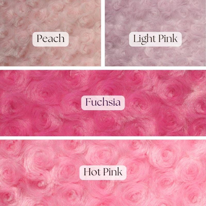 Rose Minky Polyester Fabric - Floral Rosebud Texture, 58" Width