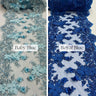 Beaded Lace Table Runner With Pearls And Sequins 3D Embroidered Lace Fabric - Baby Blue, 13" Wide