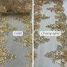Beaded Lace With Pearls & Crystals Polyester Fabric - 3D Embroidered Lace, Baby Blue/Blush/Champagne/Dusty Rose/Gold/Lilac/Red/Royal Blue/Sage/White, 22" Width