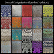 Damask Lace Polyester Fabric - Black Gold Damask Embroidered Mesh, 48-50" Width (1 Yard)