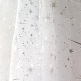 Star Bursts Sheer Organza Fabric - Turquoise, White, Pink Starburst Pattern, 58/60" Width (1 Yard)