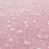 Star Bursts Sheer Organza Fabric - Turquoise, White, Pink Starburst Pattern, 58/60" Width (1 Yard)