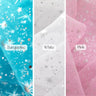 Star Bursts Sheer Organza Fabric - Turquoise, White, Pink Starburst Pattern, 58/60" Width (1 Yard)