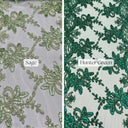 Sequin Lace Fabric With Embroidery On Mesh - Baby Blue, 20" Width