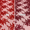 Sequin Lace Fabric With Embroidery On Mesh - Baby Blue, 20" Width