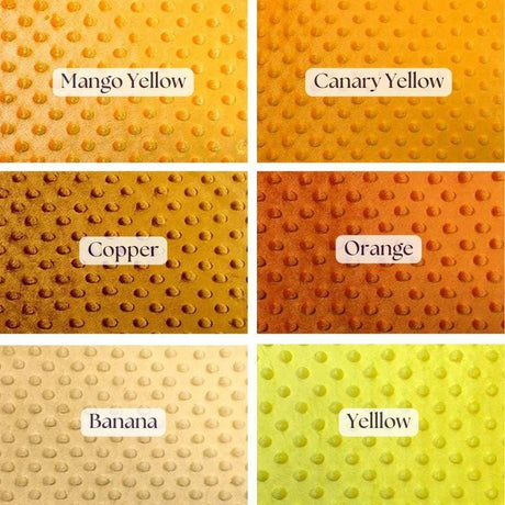 Minky Dimple Dot Polyester Fabric - Banana, Canary Yellow, Copper, Mango Yellow, Orange, Yellow, 60" Width (1 Yard)