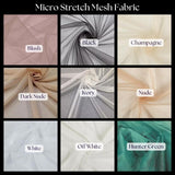 Micro Stretch Mesh Fabric - Black, Soft, Flexible, 60" Width (1 Yard)