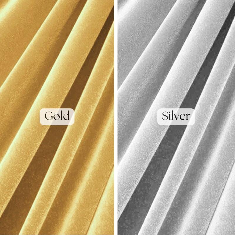 Metallic Gold And Silver Stretch Velvet Fabric - Metallic Gold And Silver, 58-60" Width (1 Yard)