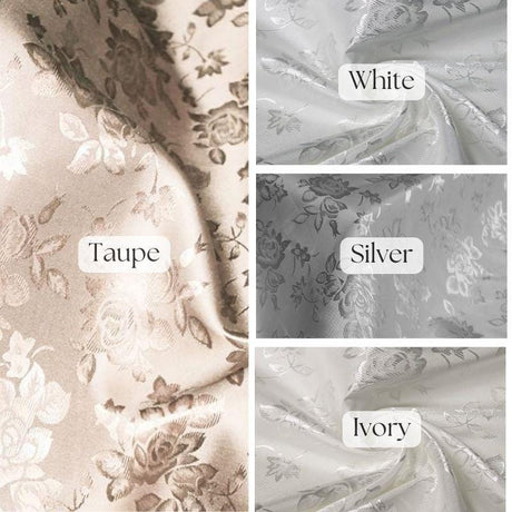 Floral Jacquard Satin Fabric - Black Floral Brocade, 60" Width